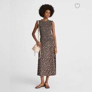 Madewell Smocked Midi Dress | Brown/Pink/Cream
